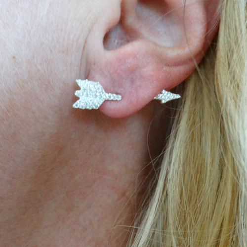 CZ Arrow Earring - 925 Sterling Silver CZ Arrow Earring - 925 Sterling Silver