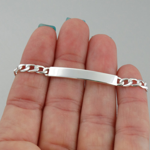 Engravable Bar Link Bracelet, Sterling silver