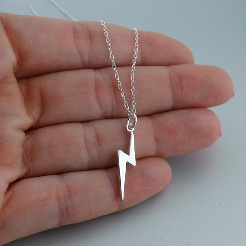 Lightning Bolt Sterling Silver Charm Necklace