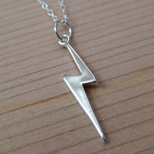Lightning Bolt Sterling Silver Charm Necklace