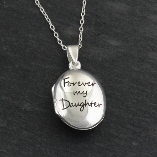 Engraved 'Forever My Daughter' Locket Necklace - Sterling Silver
