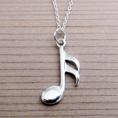 Music Note Necklace - 925 Sterling Silver