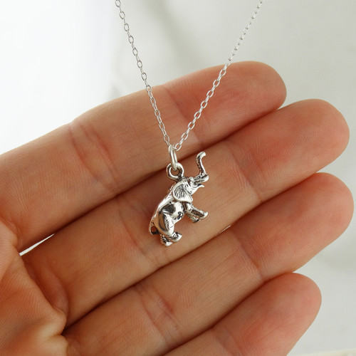 Elephant Pendant Sterling Silver Crystal Jewelry by LeightWorks