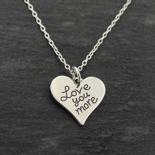 Love You More Heart Necklace - 925 Sterling Silver