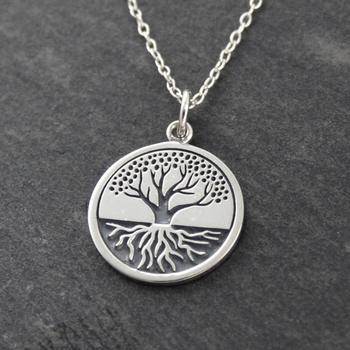 Tree of Life with Roots Pendant Necklace - 925 Sterling Silver