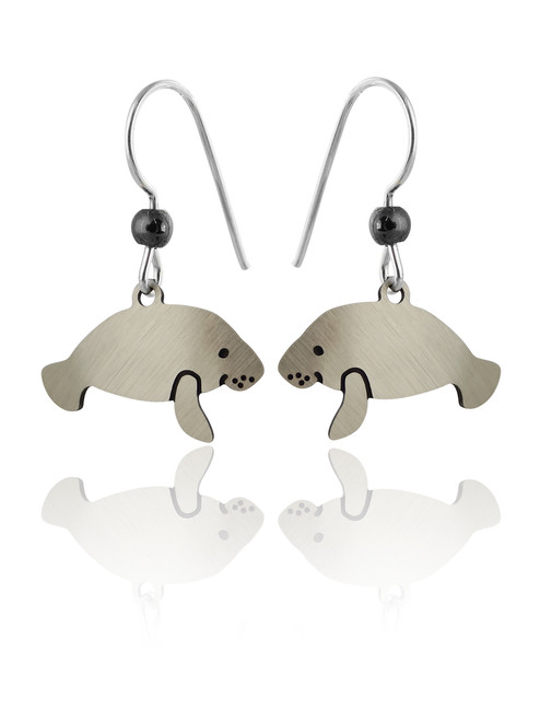 Manatee Earrings - 925 Sterling Silver Ear Wires Manatee Earrings - 925 Sterling Silver Ear Wires