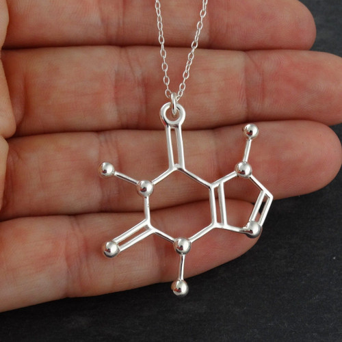 Sterling Silver Caffeine Molecule Pendant Necklace