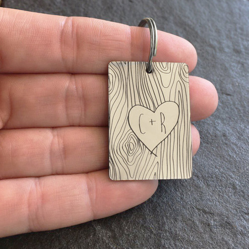 Personalized Key Chain - Initials Carved on a Tree Personalized Key Chain - Initials Carved on a Tree