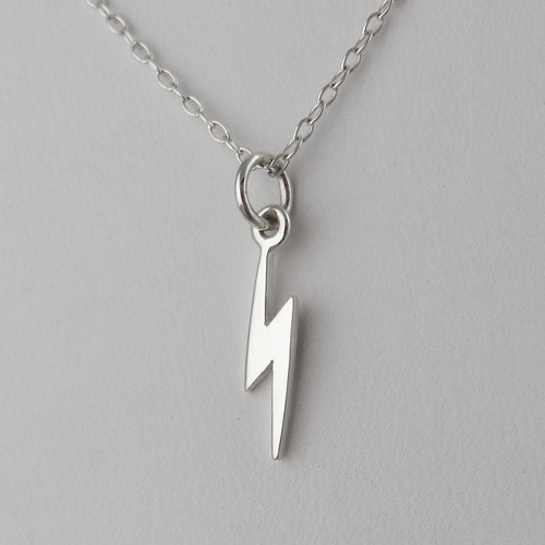 Lightning Bolt Charm Necklace - 925 Sterling Silver