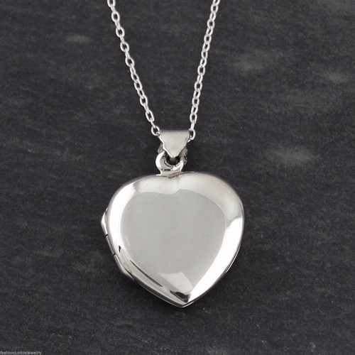 Two Photo Heart Locket Necklace - 925 Sterling Silver Two Photo Heart Locket Necklace - 925 Sterling Silver
