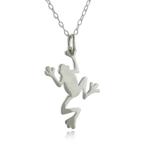 Tiny Jumping Frog Charm Necklace - Sterling Silver