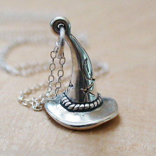 Witch Hat Charm Necklace - 925 Sterling Silver Witch Hat Charm Necklace - 925 Sterling Silver