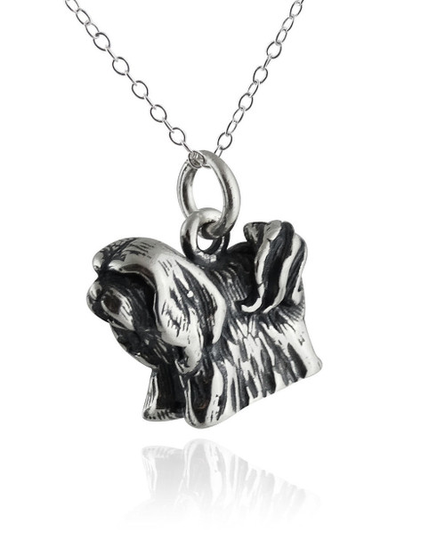 Lhasa Apso Dog Necklace - 925 Sterling Silver