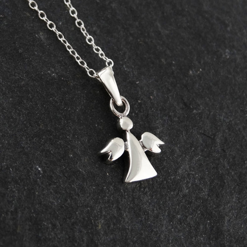 Tiny Guardian Angel Pendant Necklace - 925 Sterling Silver