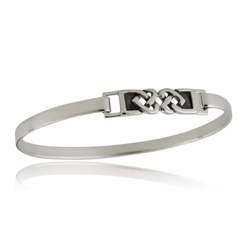 Celtic Knot Two Hearts Bangle Bracelet - 925 Sterling Silver Celtic Knot Two Hearts Bangle Bracelet - 925 Sterling Silver