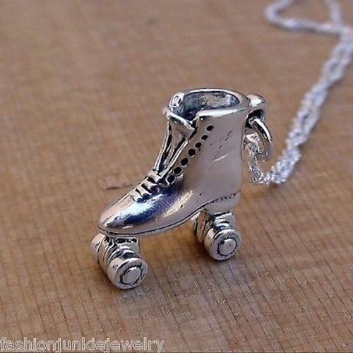 Retro Roller Skate Charm Necklace -925 Sterling Silver