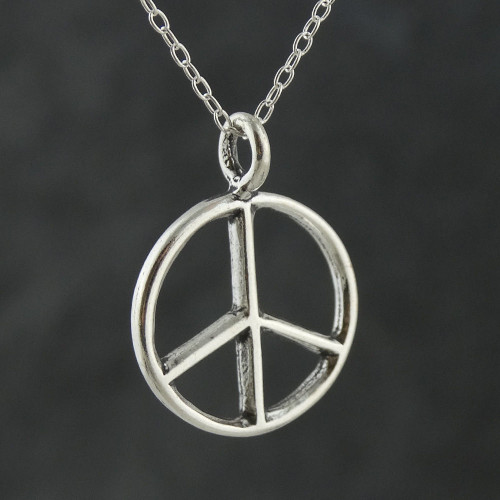 Peace Sign Necklace - 925 Sterling Silver