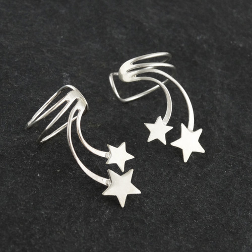 Shooting Stars Ear Cuff Earrings in 925 Sterling Silver Shooting Stars Ear Cuff Earrings in 925 Sterling Silver