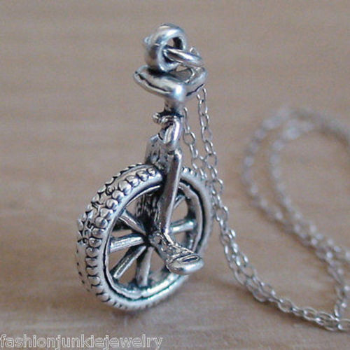 Unicycle 3D Charm Necklace - 925 Sterling Silver Unicycle 3D Charm Necklace - 925 Sterling Silver
