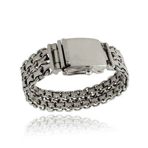 Men's Sterling Silver Heavyweight Double Byzantine Bracelet Men's Sterling Silver Heavyweight Double Byzantine Bracelet