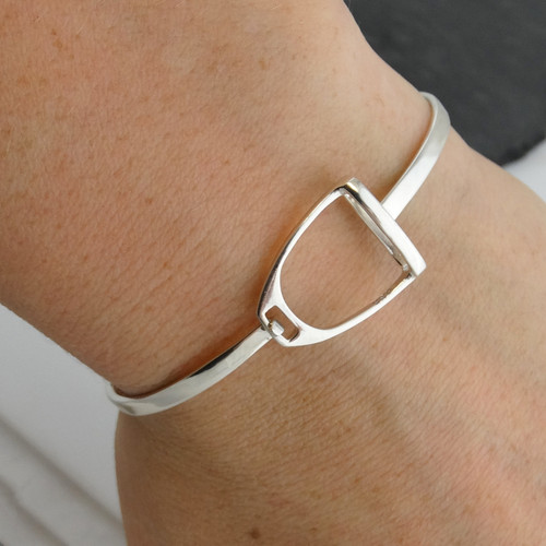 Sterling Silver Stirrup Bangle Bracelet with Latch
