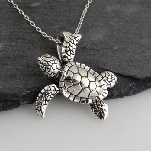 Baby Sea Turtle 3D Necklace - 925 Sterling Silver - FashionJunkie4Life