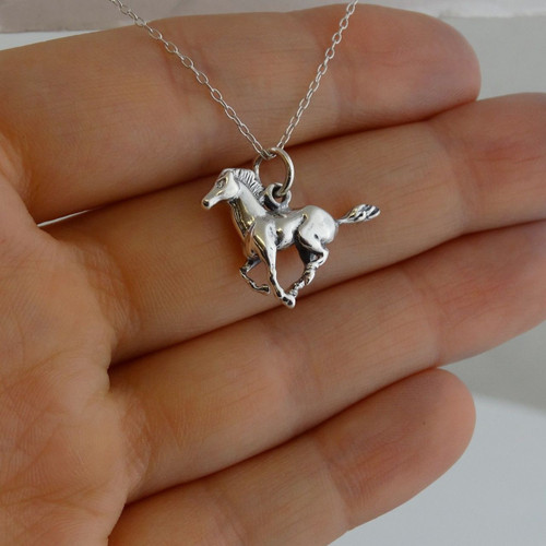 Child or Kids Purple Horse Pendant and Sterling Silver 16