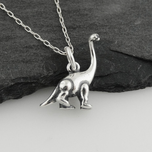 3D Sauropod Dinosaur Necklace - Sterling Silver