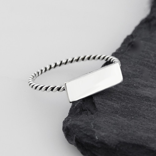Rectangle Bar Ring - 925 Sterling Silver