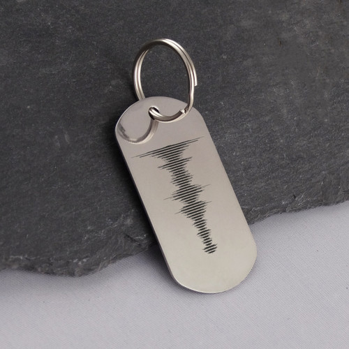 Personalized Audio File Sound Wave Stainless Steel Dog Tag Key Chain Personalized Audio File Sound Wave Stainless Steel Dog Tag Key Chain