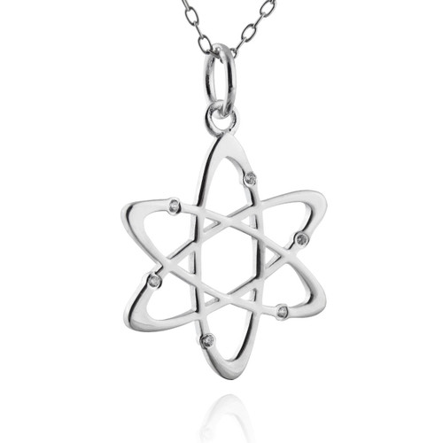 Atom Necklace - CZ Stones, 925 Sterling Silver Atom Necklace - CZ Stones, 925 Sterling Silver