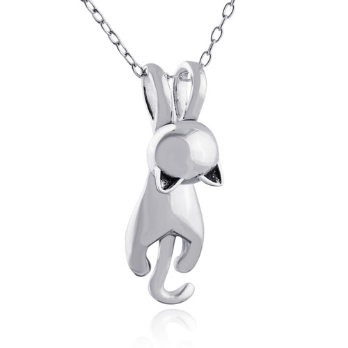 3D Playful Dangling Cat Necklace - 925 Sterling Silver 3D Playful Dangling Cat Necklace - 925 Sterling Silver