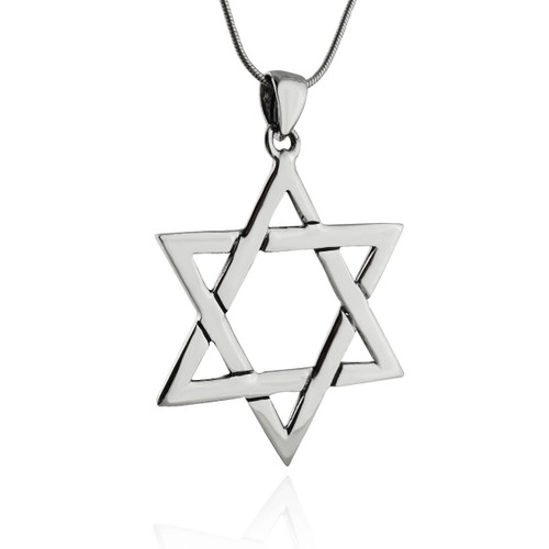Large Star of David Pendant Necklace - Sterling Silver