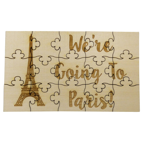 We're Going To Paris 15 Piece Jigsaw Puzzle - Laser Engraved Basswood We're Going To Paris 15 Piece Jigsaw Puzzle - Laser Engraved Basswood
