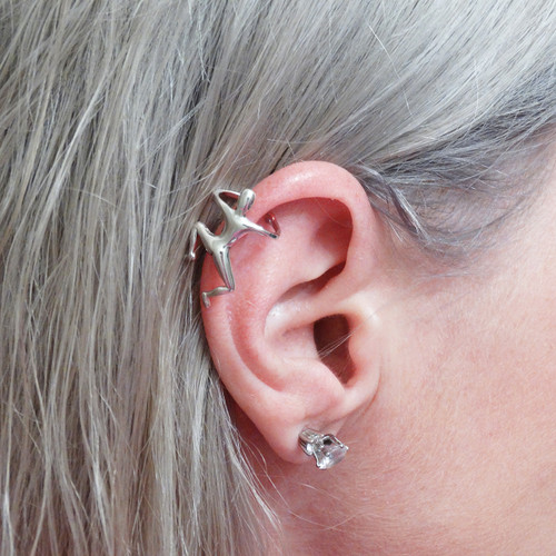 Climbing Man Ear Cuff Earrings Sterling Silver FashionJunkie4Life