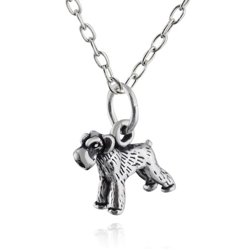Small 3D Schnauzer Dog Charm Necklace - Sterling Silver Small 3D Schnauzer Dog Charm Necklace - Sterling Silver
