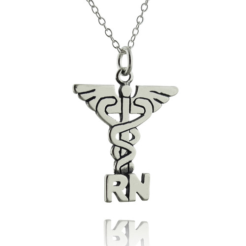 Medical RN Caduceus Necklace - Sterling Silver Medical RN Caduceus Necklace - Sterling Silver