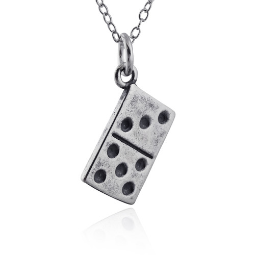 Domino Charm Necklace - 925 Sterling Silver Domino Charm Necklace - 925 Sterling Silver