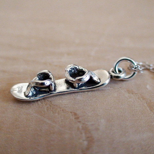 SNOWBOARD - Sterling Silver Charm Necklace