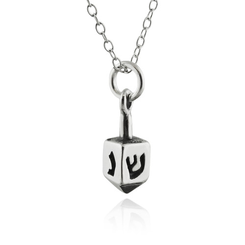 Tiny Dreidel Charm Necklace - Sterling Silver Tiny Dreidel Charm Necklace - Sterling Silver