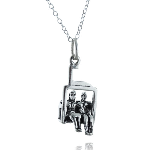 Ski Lift Chairlift Charm Necklace - Sterling Silver