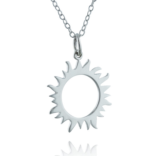 Sterling Silver Eclipse Sun Charm Necklace Sterling Silver Eclipse Sun Charm Necklace