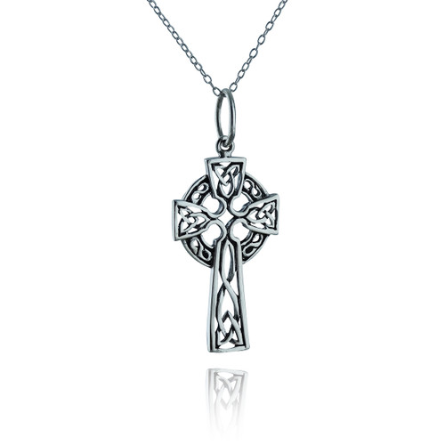 Celtic Knot Cross Necklace - Sterling Silver Celtic Knot Cross Necklace - Sterling Silver
