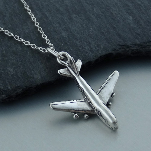 Airplane Necklace Sterling Silver Airplane Charm Necklace 