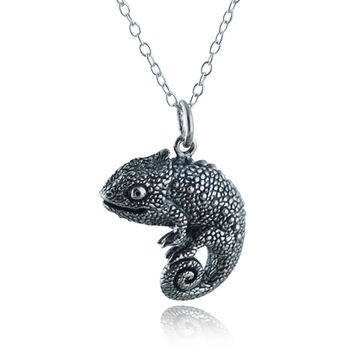 Chameleon Charm Necklace, Sterling Silver