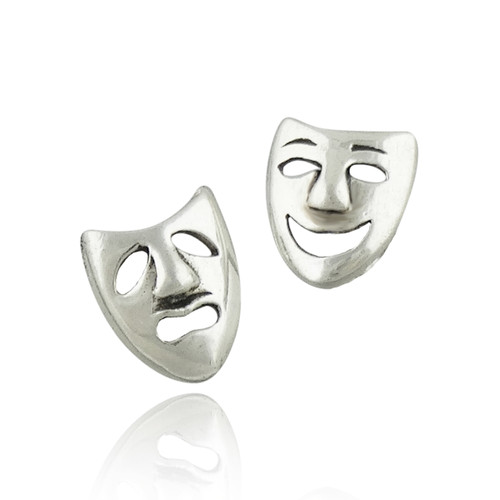 Comedy Tragedy Stud Earrings, Sterling Silver