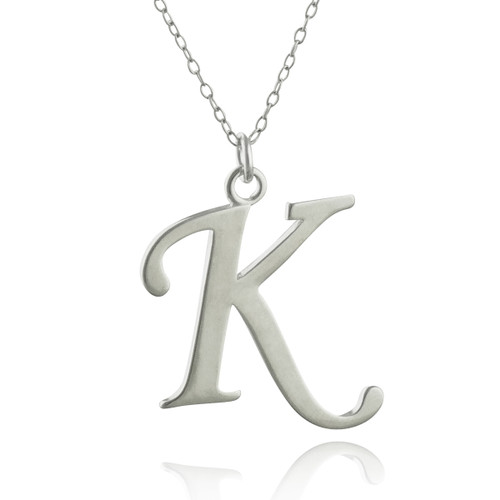 Script Letter K Charm Necklace 