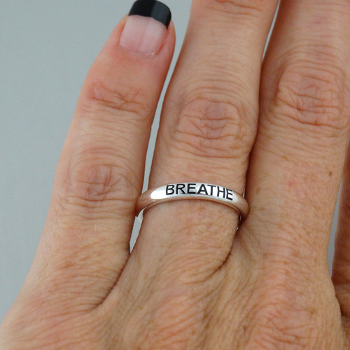 Breathe Stackable Band Ring - 925 Sterling Silver Breathe Stackable Band Ring - 925 Sterling Silver