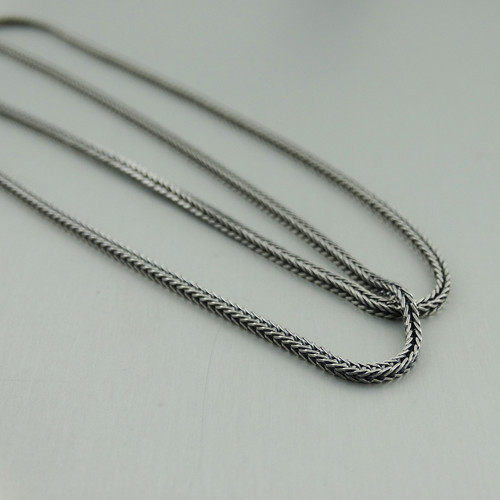 1.5mm Oxidized Square Foxtail Chain - 925 Sterling Silver