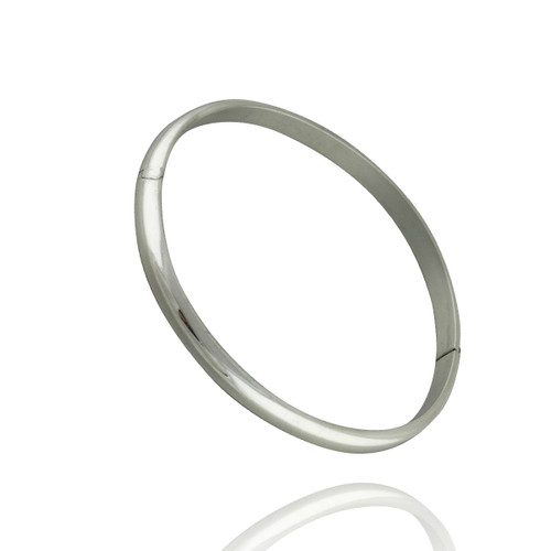 Oval High Polish Bangle Bracelet 5mm Sterling Silver